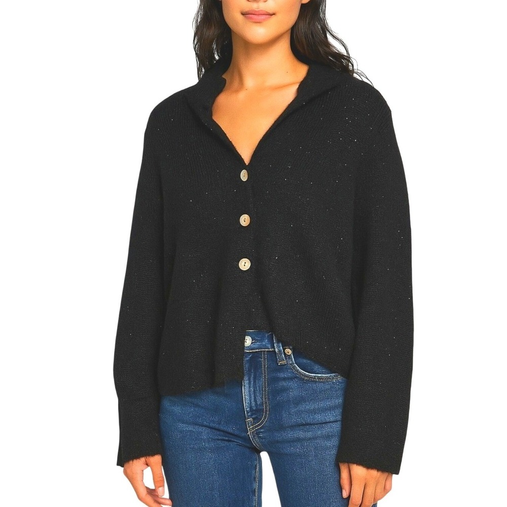 J. Jill Sequin Black Knit Cardigan Sweater‎